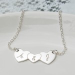 Personalised Silver Three Hearts Necklace With & In Centre Main