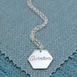 IndiviJewels Personalised Silver Large Hexagon Necklace