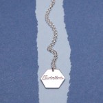 IndiviJewels Personalised Silver Large Hexagon Necklace with Name