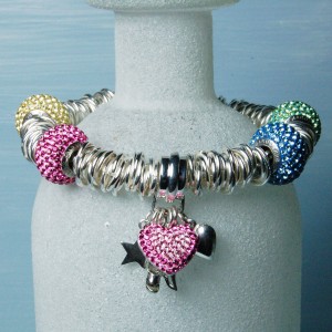 Personalised sterling silver heart & Swarovski bead bracelet 8 copy