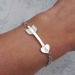 IndiviJewels Personalised Silver Arrow Heart Bracelet on wrist