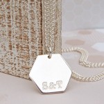 Mens Personalised Silver Hexagon Initials Necklace
