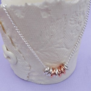 IndiviJewels Rose Gold and Silver Intertwined Rings Necklace