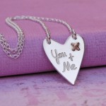 IndiviJewels You and Me Silver Heart with Kiss Necklac