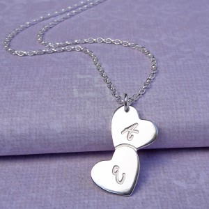 IndiviJewels Personalised Silver Tumbling Hearts Necklace
