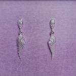 IndiviJewels Angel Wing with Crystal Stud Earrings Close Up
