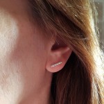 IndiviJewels Silver Diamond Cut Bar Earrings on Ear